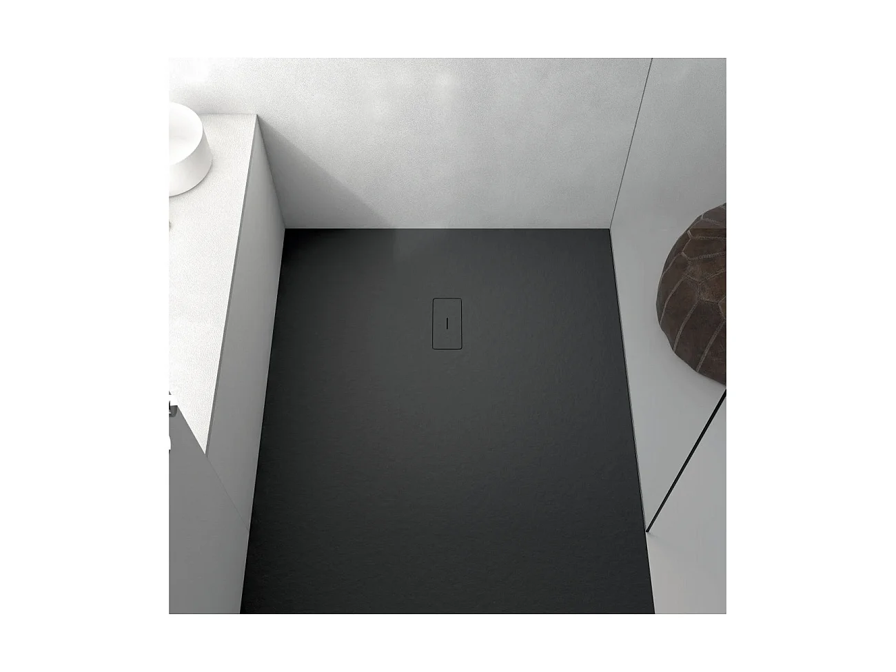 Piatto doccia ultrasottile 70 x 70 cm FUSENCE in resina finitura ardesia nero