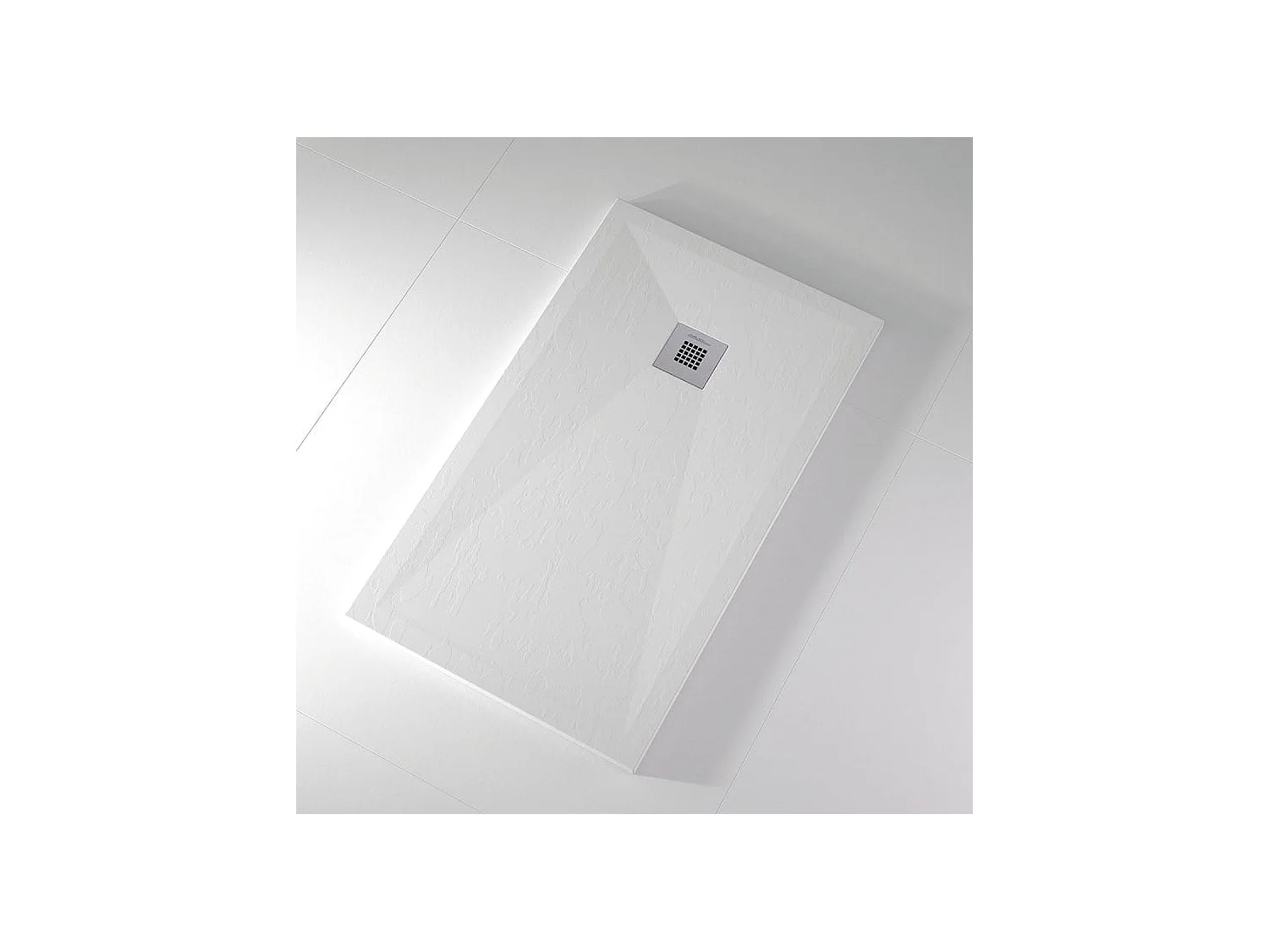 Mineralguss-Duschwanne extra flach ONDA Schieferoptik WEIß 80x80 cm