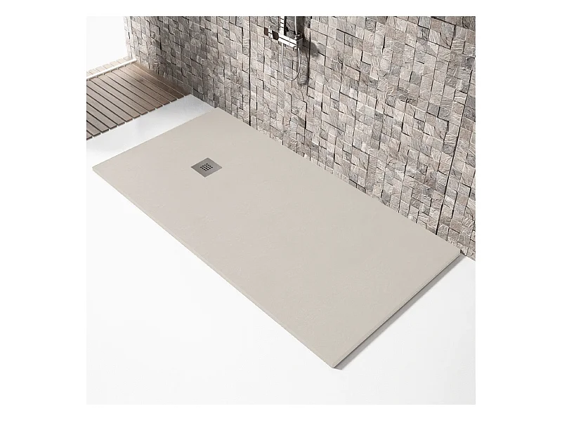 Piatto doccia ultrasottile 100 x 170 cm MARIANA in resina finitura ardesia sabbia