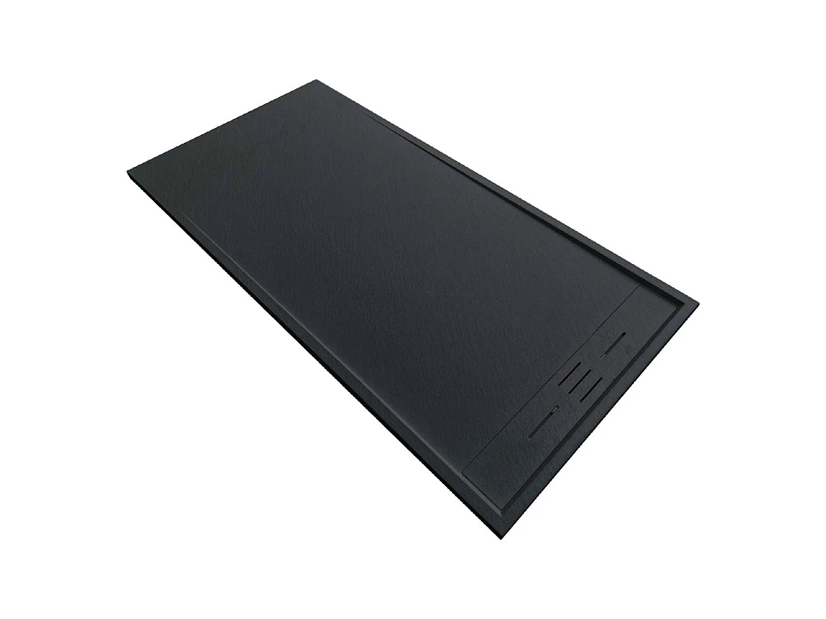 Piatto doccia ultrasottile 90 x 150 cm nero SALVI in SoliCast® finitura ardesia