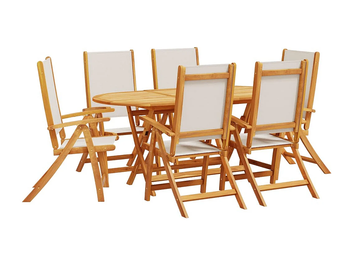 Ensemble à manger de jardin 7 pièces bois d'acacia solide textilène