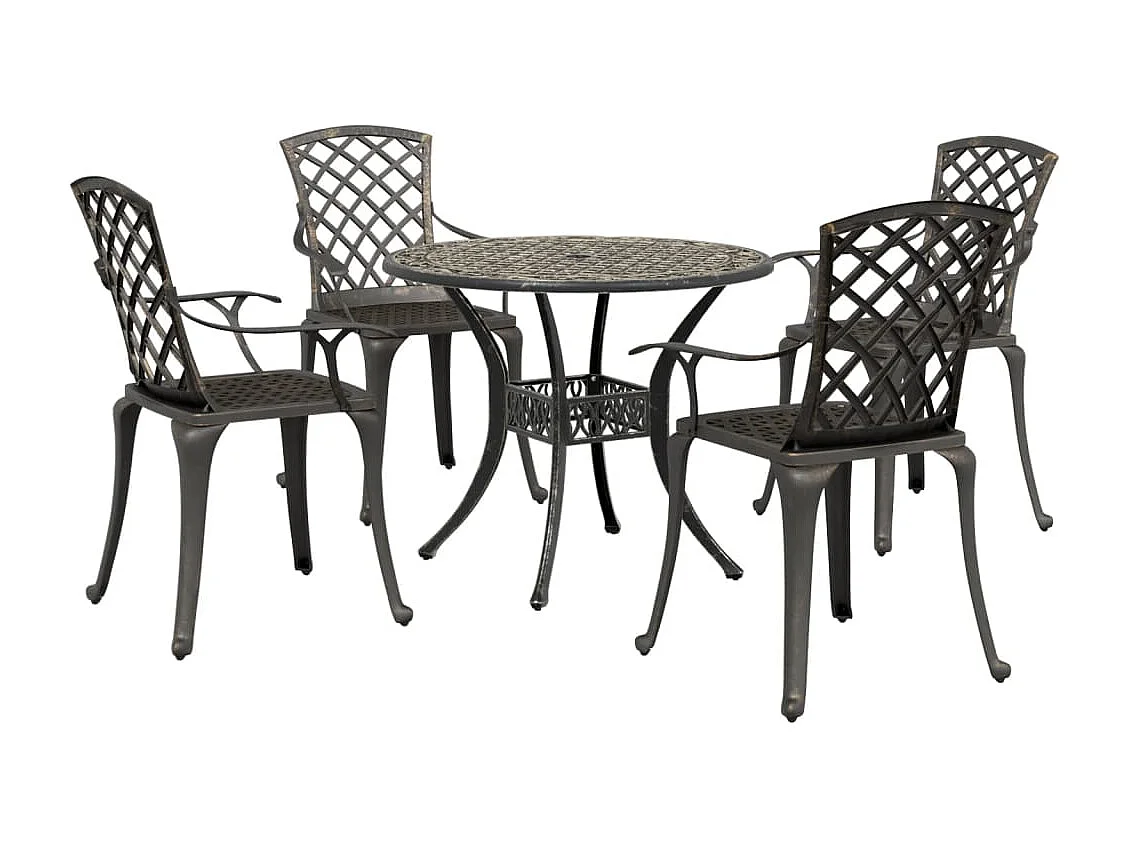 5 peças conjunto de jantar para jardim alumínio fundido bronze