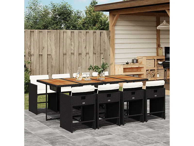 9-delige Tuinset poly rattan zwart