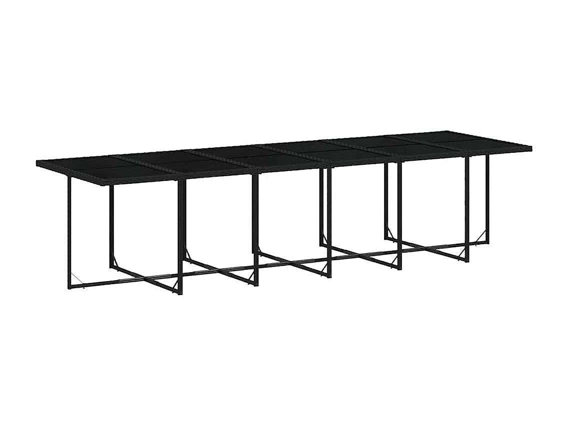 17 peças conjunto de jantar para jardim com almofadões vime PE preto