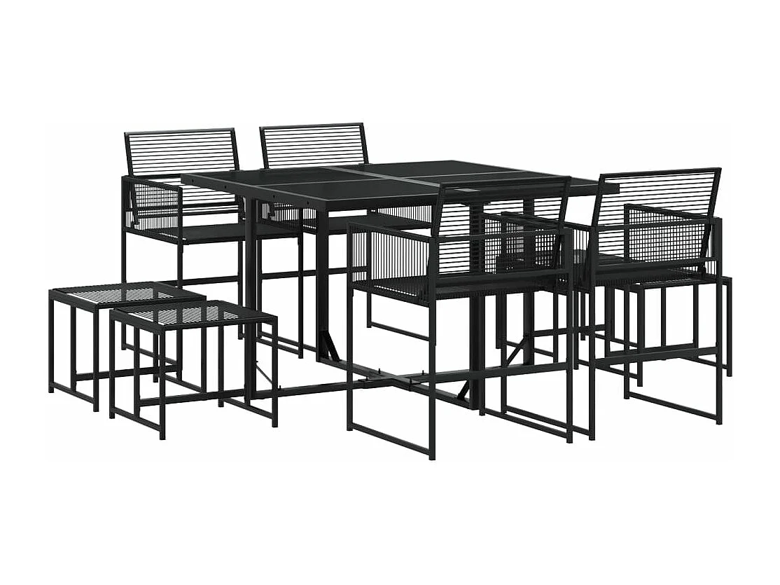 9-delige Tuinset poly rattan zwart