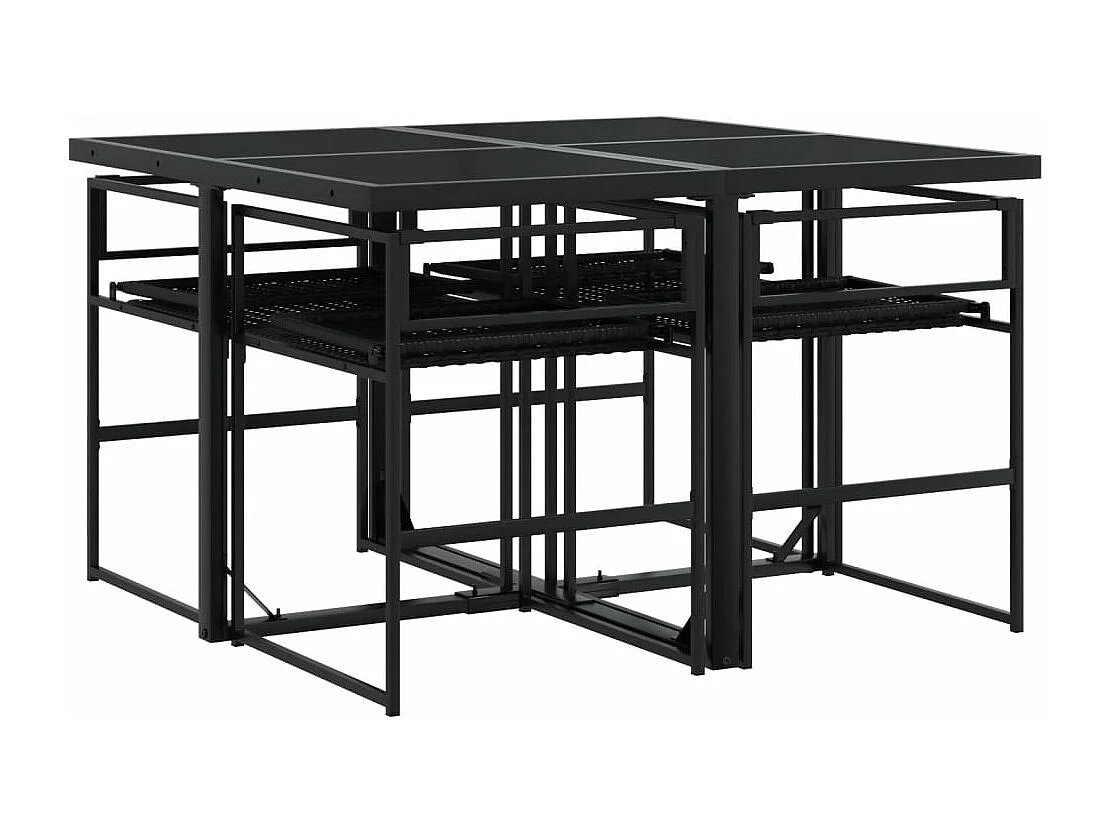 Set de muebles jardín 5 piezas con cojines ratán sintético negro