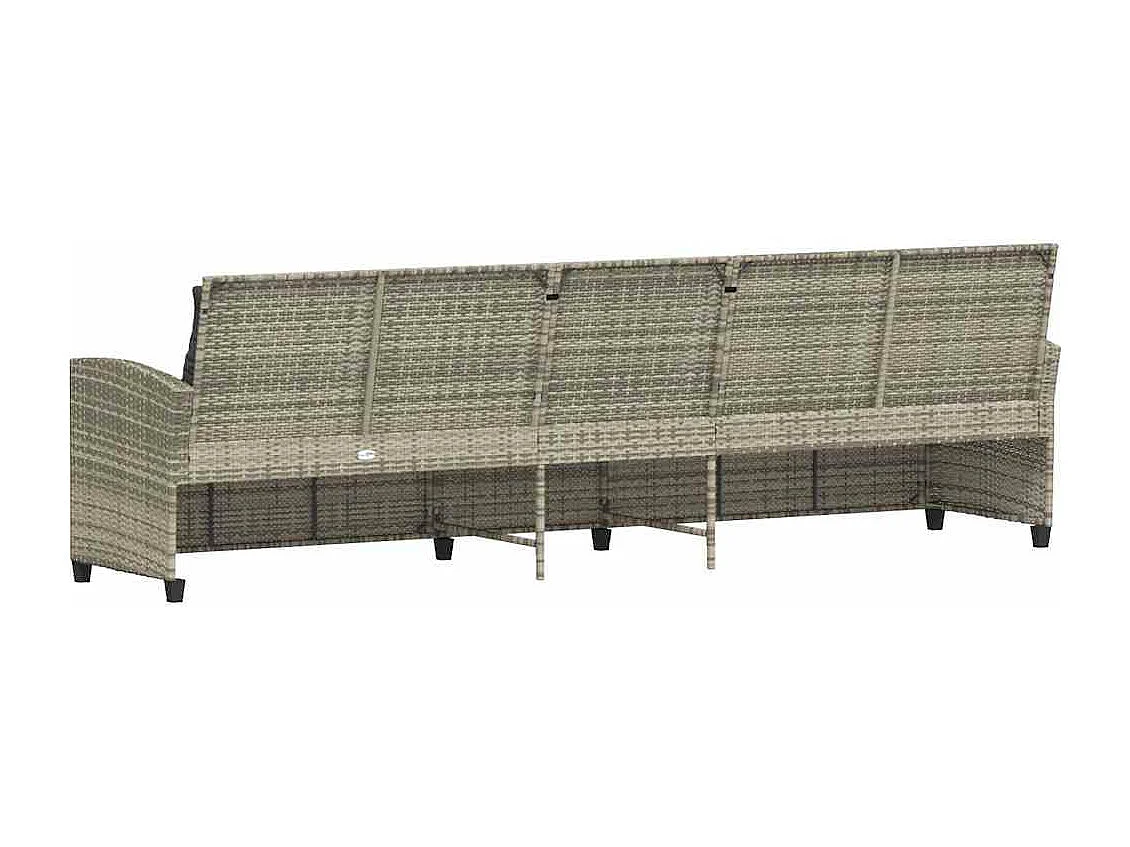 Canapé de jardin et coussins 5 places gris clair résine tressée