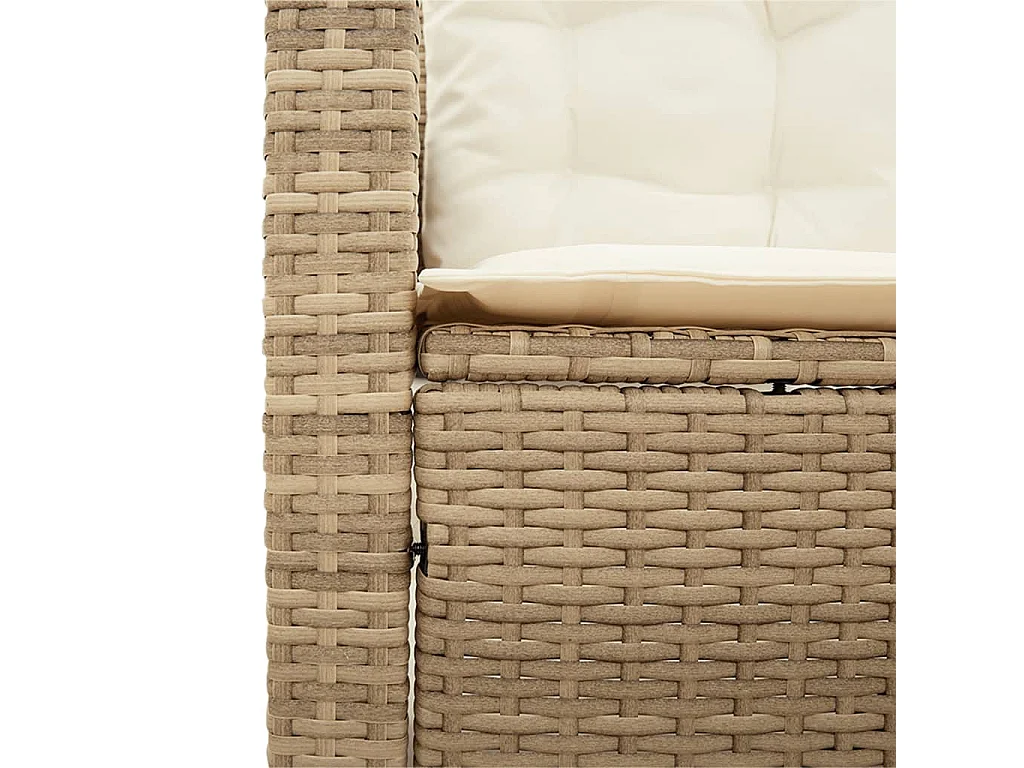 Canapé de jardin avec table et coussins en forme de L beige