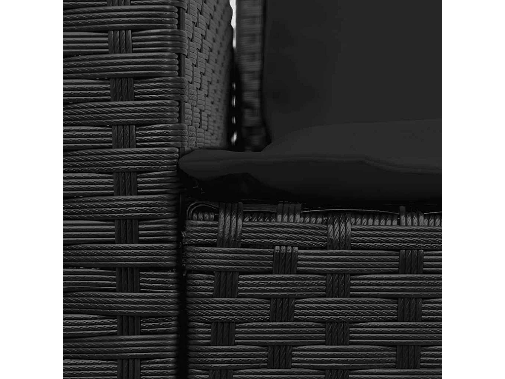 Sofá de jardín de 5 plazas con cojines ratán sintético negro