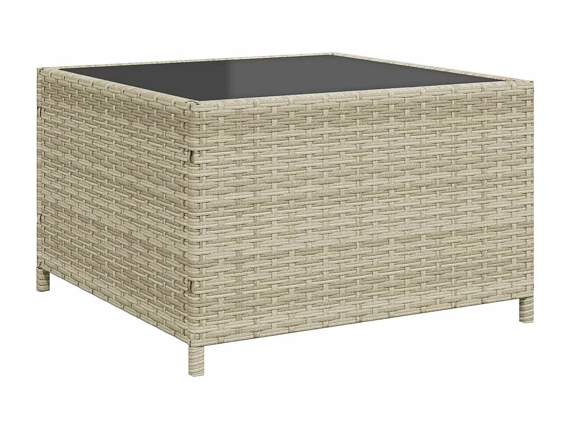 Sofá jardín forma de L con mesa y cojines ratán PE gris claro