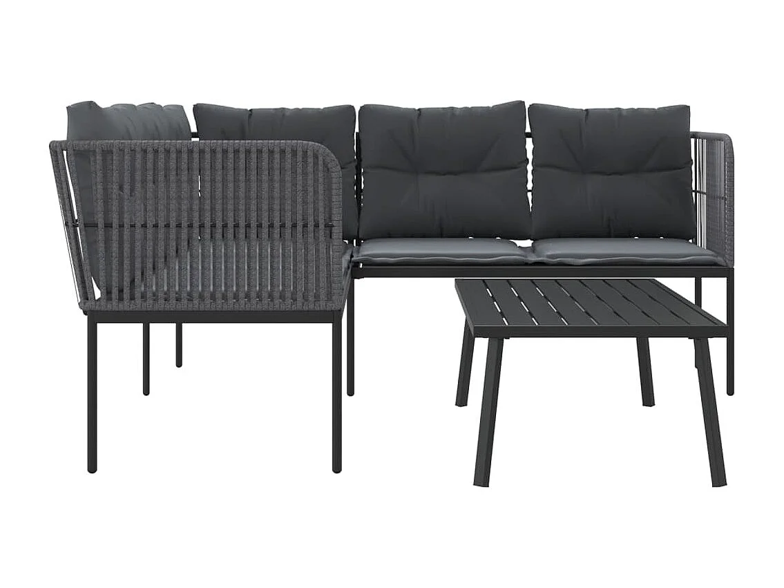 Ensemble de canapés de jardin et coussins noir acier textilène