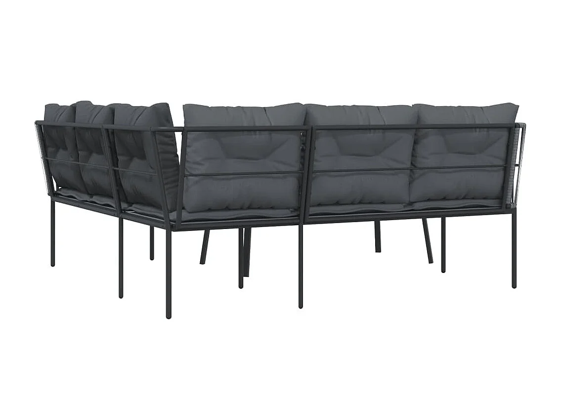 Ensemble de canapés de jardin et coussins noir acier textilène