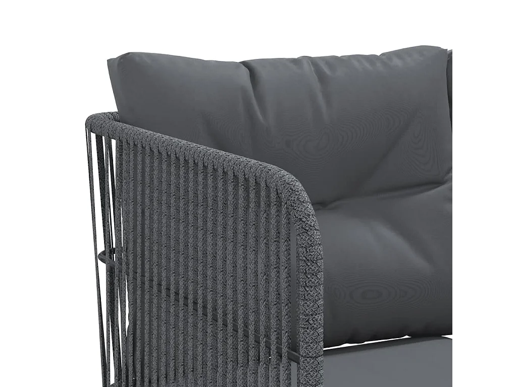 Ensemble de canapés de jardin et coussins noir acier textilène