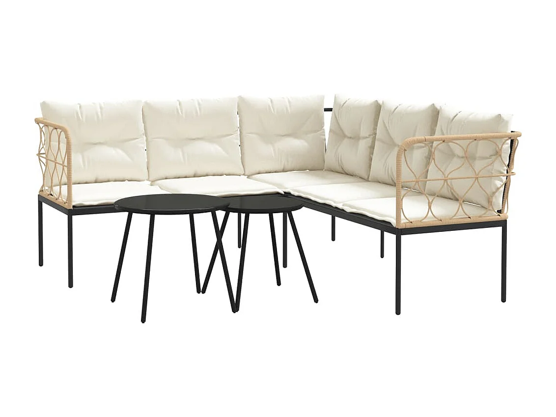 Ensemble de canapés de jardin et coussins noir acier textilène