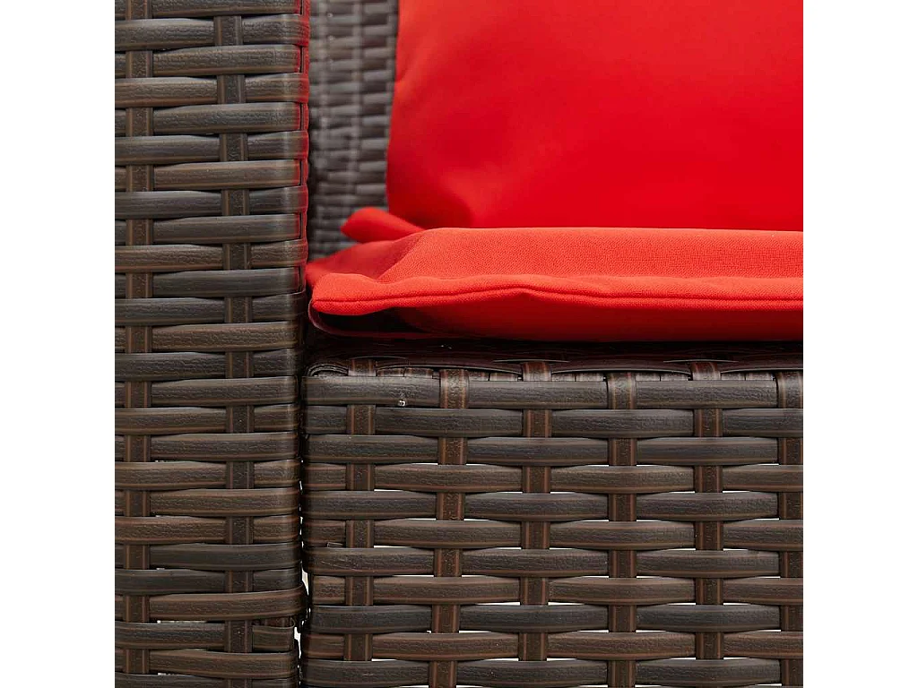 Tuinbank 5-zits met kussens poly rattan bruin