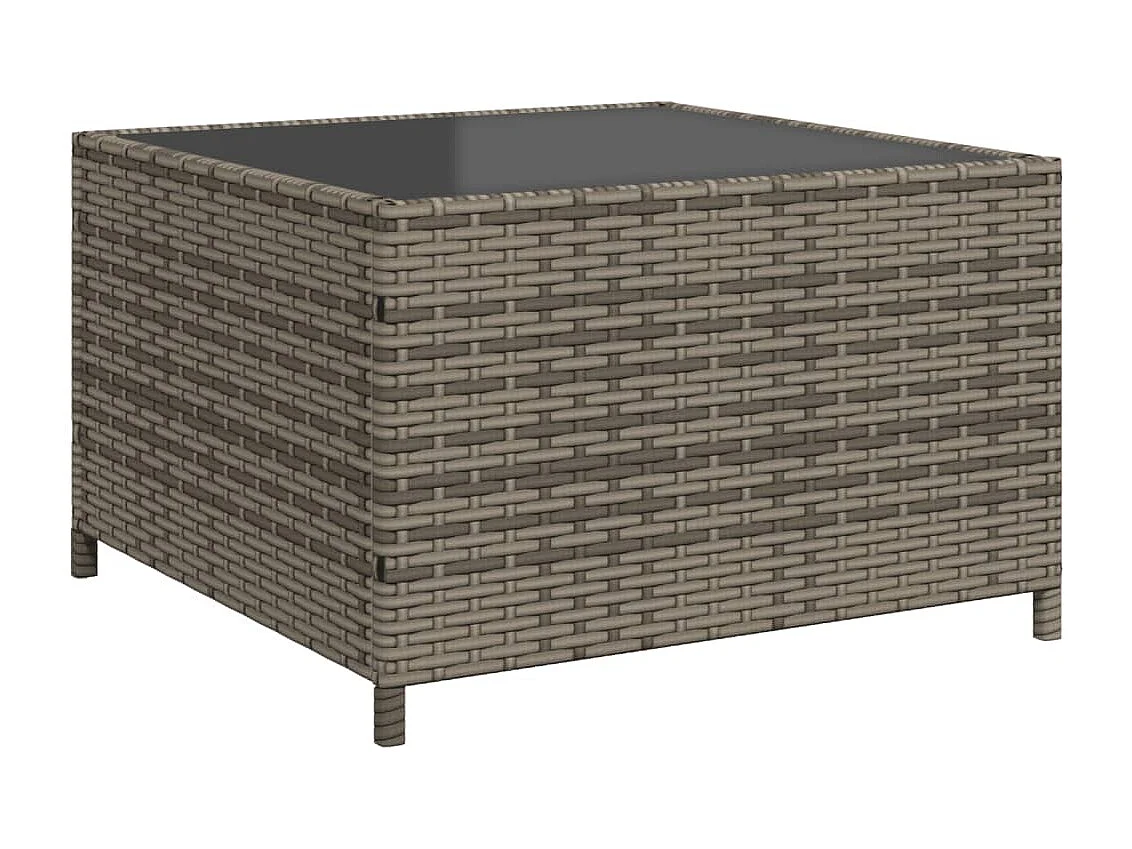 Sofá de jardim forma de L com mesa e almofadões vime PE cinzento