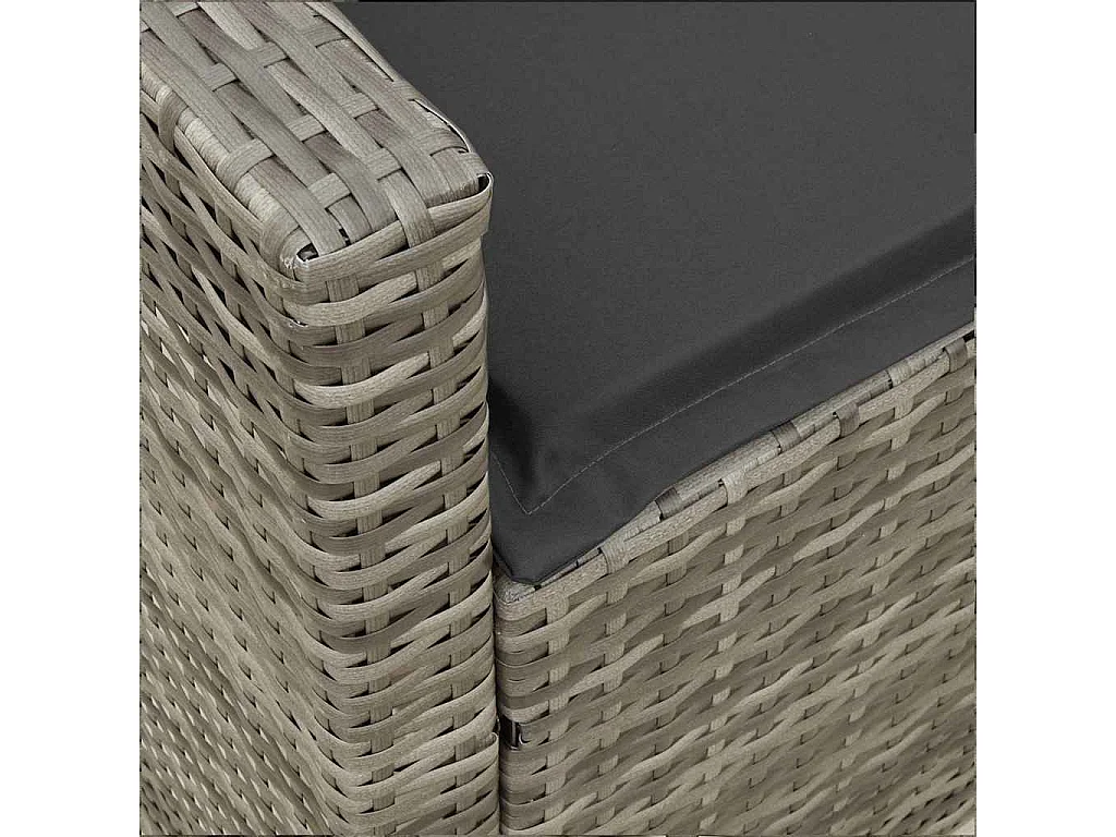 Tuinbank met kussens poly rattan grijs