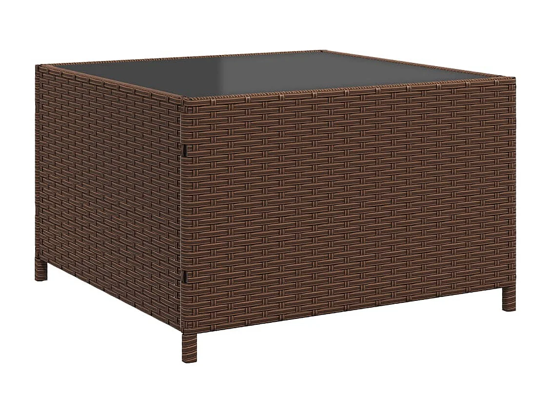 Tuinbank met tafel en kussens L-vormig poly rattan bruin