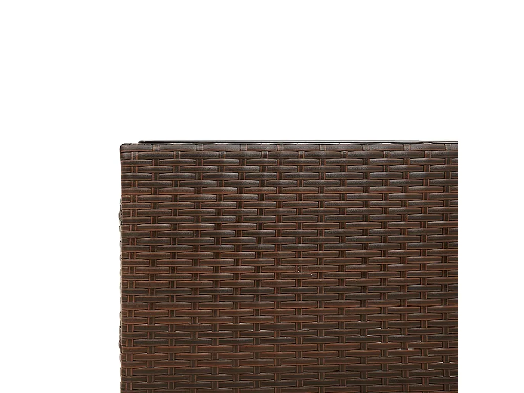 Tuinbank met tafel en kussens L-vormig poly rattan bruin