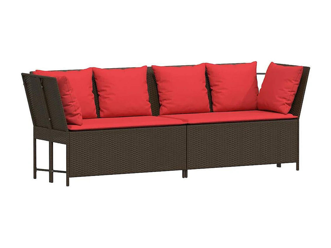 Tuinbank met kussens poly rattan bruin