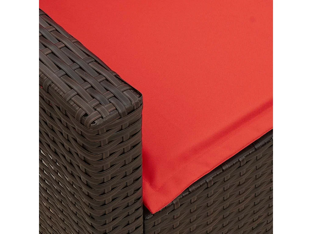 Tuinbank met kussens poly rattan bruin