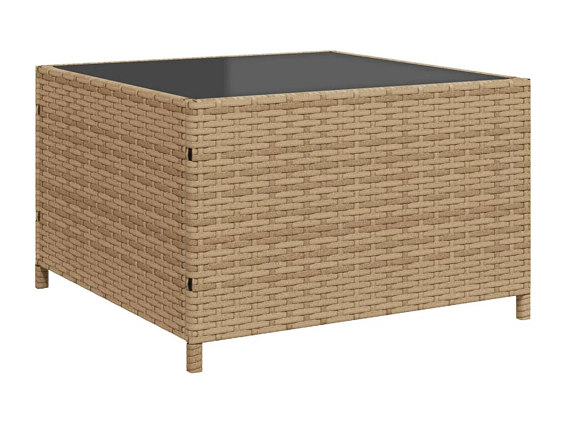 Canapé de jardin avec table et coussins en forme de L beige