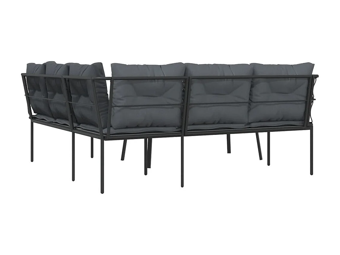 Ensemble de canapés de jardin et coussins noir acier textilène