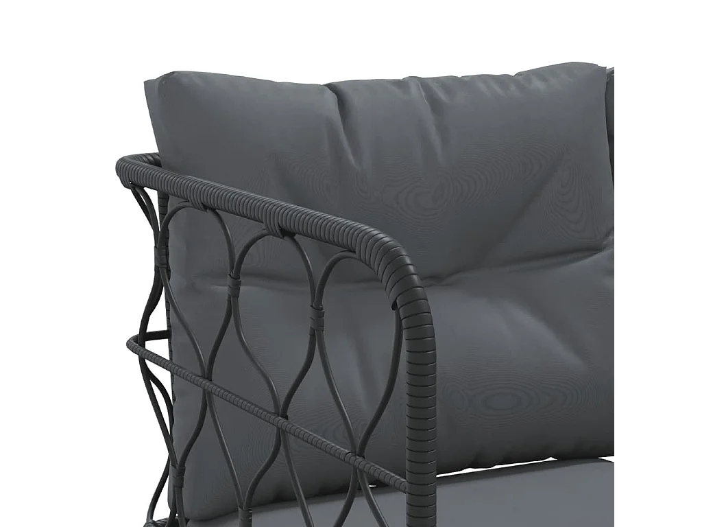 Ensemble de canapés de jardin et coussins noir acier textilène