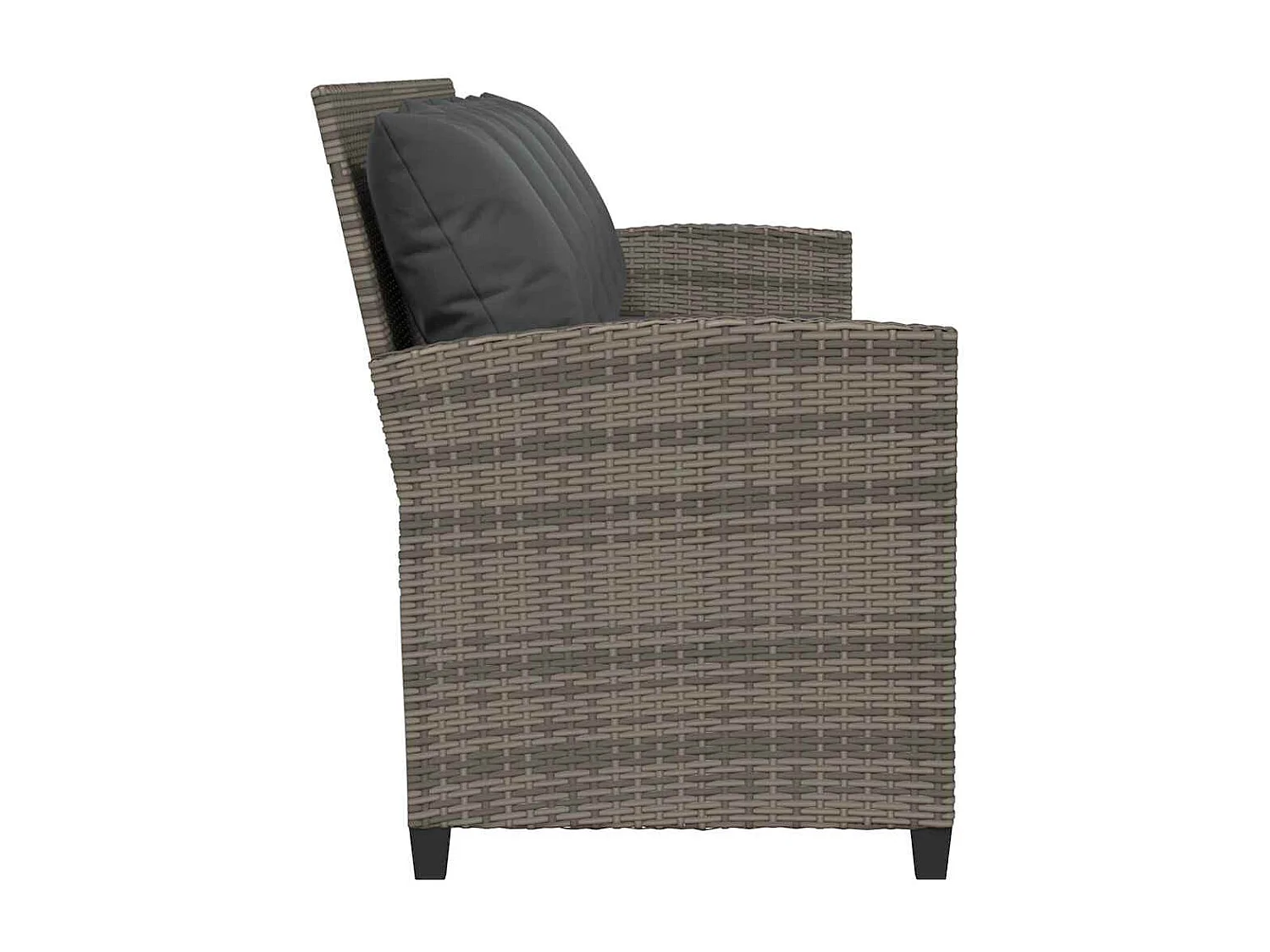 Tuinbank 5-zits met kussens poly rattan grijs