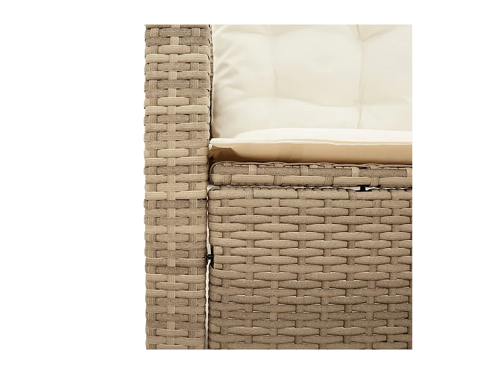 Canapé de jardin avec table et coussins en forme de L beige
