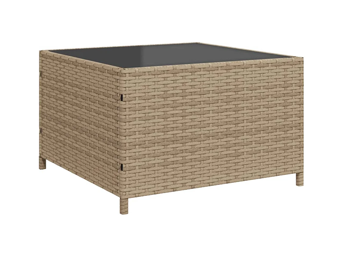 Canapé de jardin avec table et coussins en forme de L beige