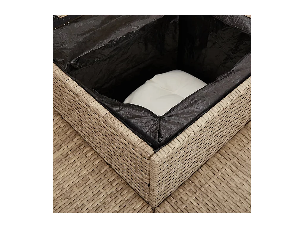 Canapé de jardin avec table et coussins en forme de L beige