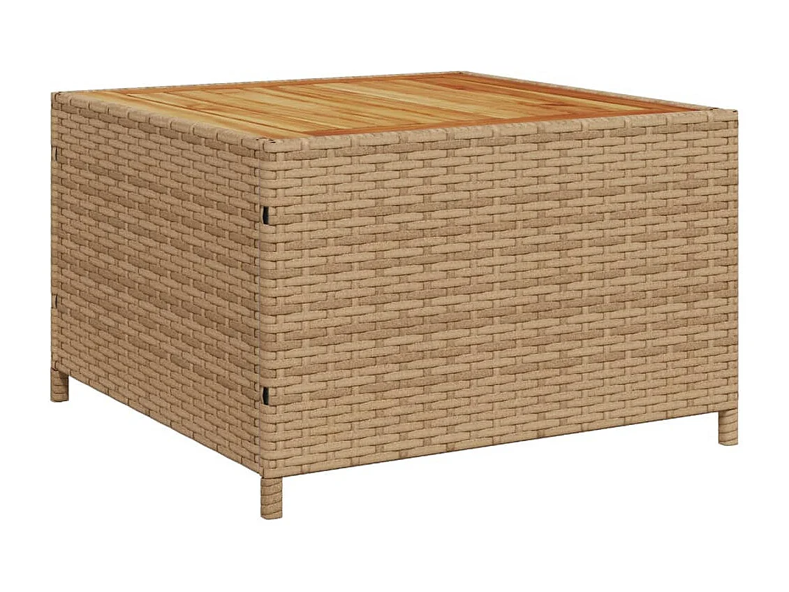 Sofá de jardín en forma de L con mesa y cojines ratán PE beige