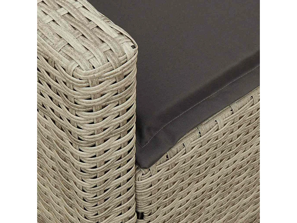 Tuinbank met kussens poly rattan lichtgrijs