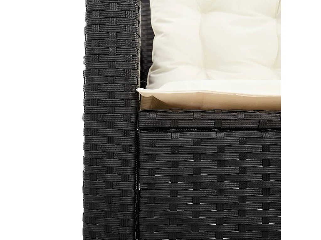 Canapé de jardin avec table et coussins en forme de L noir