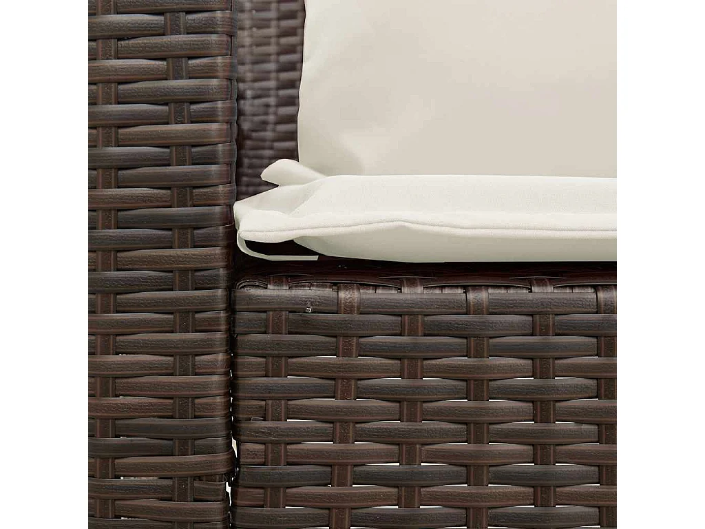 Tuinbank met kussens poly rattan bruin