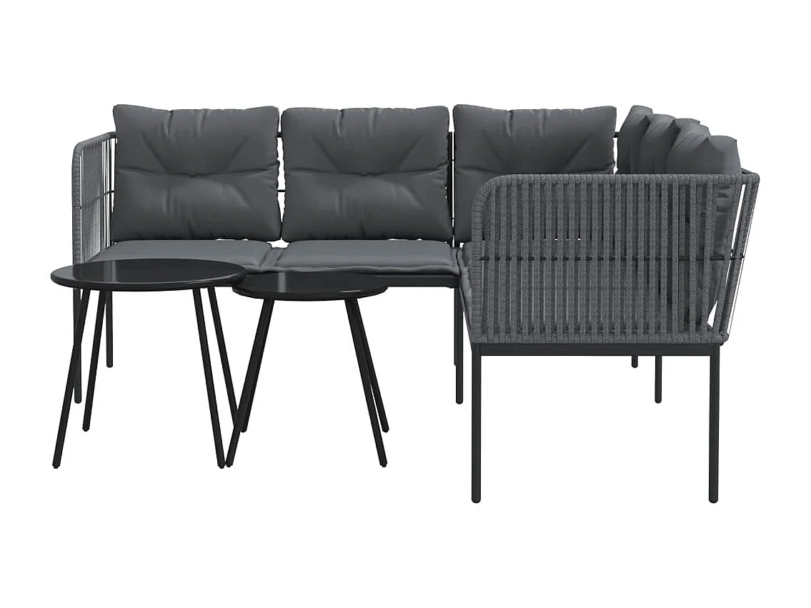 Ensemble de canapés de jardin et coussins noir acier textilène