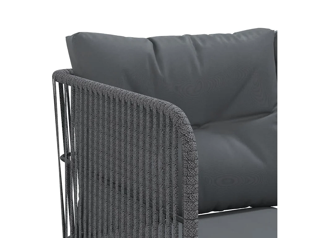 Ensemble de canapés de jardin et coussins noir acier textilène