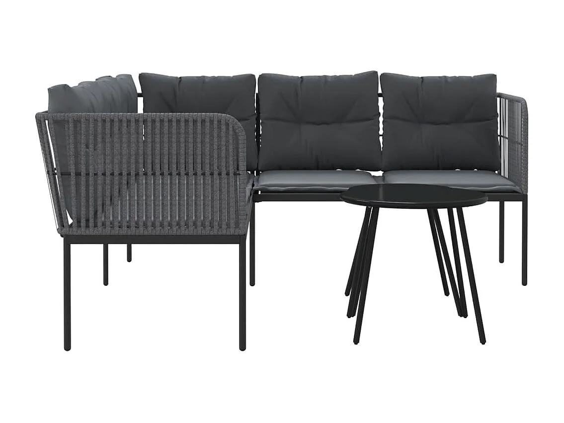 Ensemble de canapés de jardin et coussins noir acier textilène