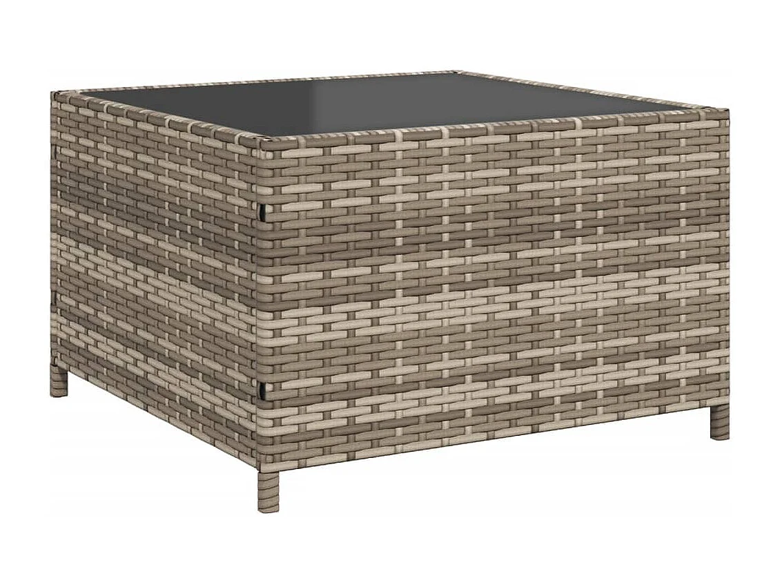 Tuinbank met tafel en kussens L-vormig poly rattan grijs