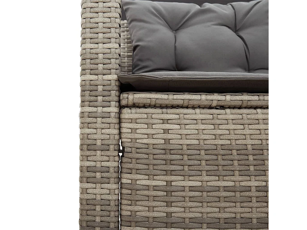 Tuinbank met tafel en kussens L-vormig poly rattan grijs