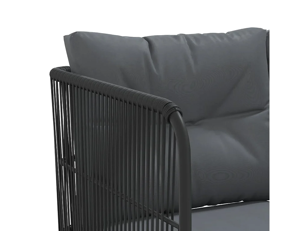 Loungeset met kussens staal en textileen zwart