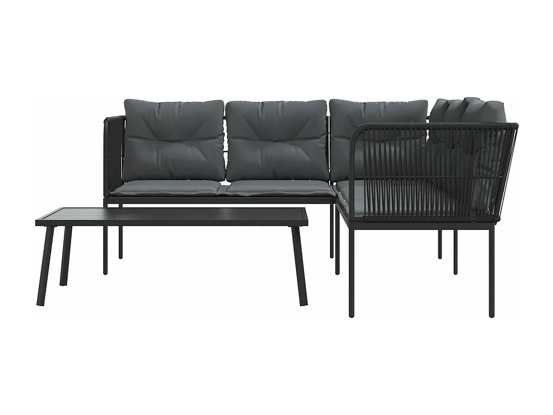 Ensemble de canapés de jardin et coussins noir acier textilène