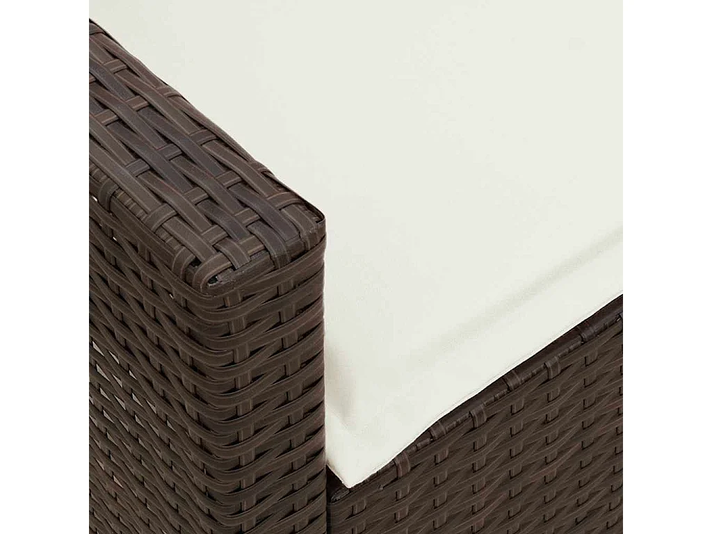 Tuinbank 5-zits met kussens poly rattan bruin