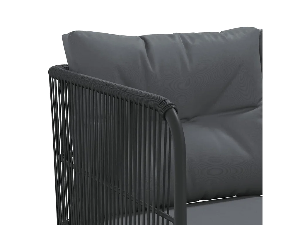 Loungeset met kussens staal en textileen zwart