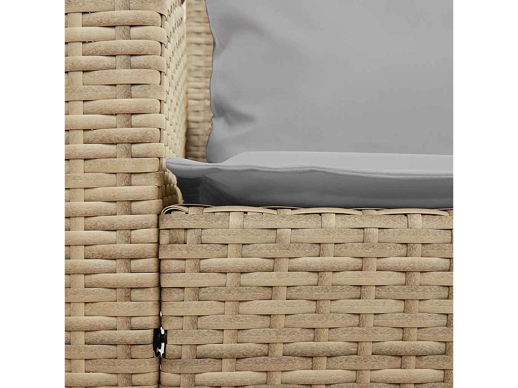 Canapé de jardin avec coussins beige résine tressée