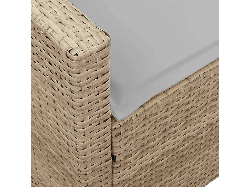 Canapé de jardin avec coussins 5 places beige résine tressée