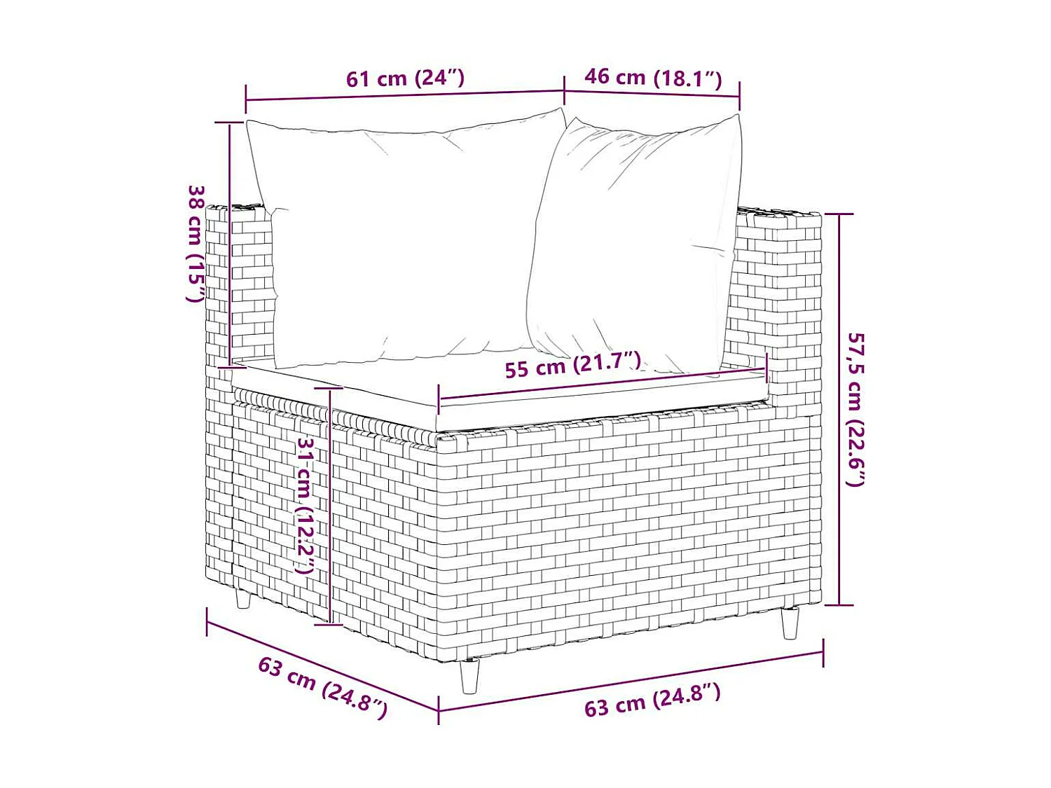 Salon de jardin 5 pièces avec coussins Gris Résine tressée