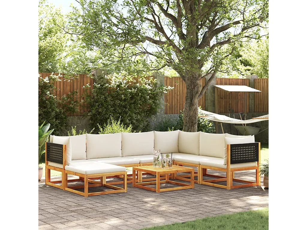 8 peças conjunto de sofás de jardim com almofadões acácia maciça