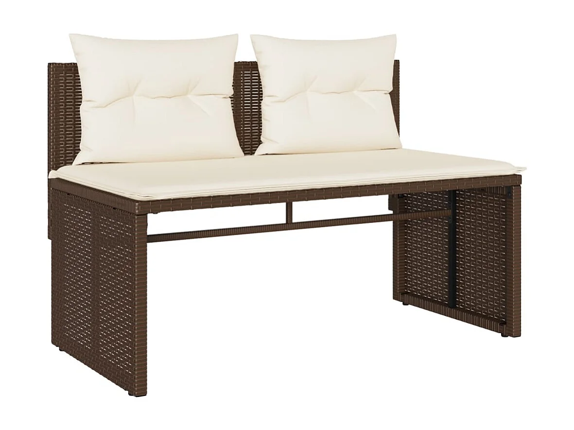 Salon de jardin 4 pièces avec coussins marron résine tressée